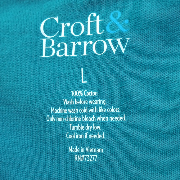 Croft & Barrow Teal Long Sleeve Top - Picture 2 of 3